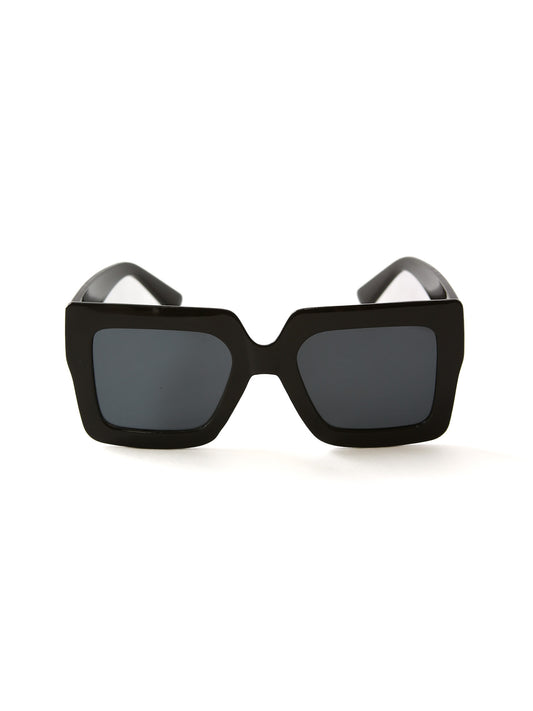 Gafas de sol estilo cuadrado elegante con marco grueso color negro.