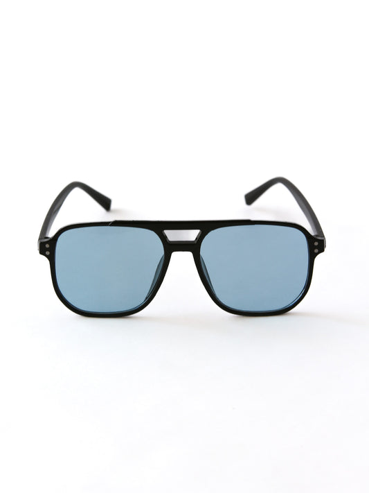 Gafas de sol estilo aviador color azul con negro.