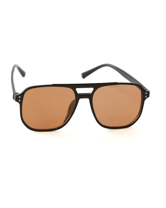 Gafas de sol estilo aviador color café con negro.